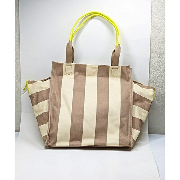 On 34th Cynthiah Extra Large Canvas Shoulder Tote Bag Dune Stripe (MSRP $90) - Picture 2 of 10